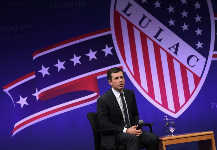 Image: Democratic presidential candidate Pete Buttigieg participates in a LULAC Presidential Town Hall at The College of Southern Nevada