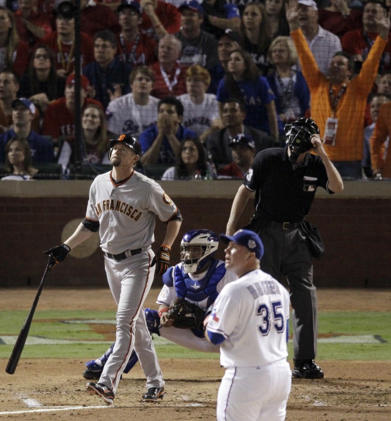 IMAGE: Aubrey Huff hits a home run