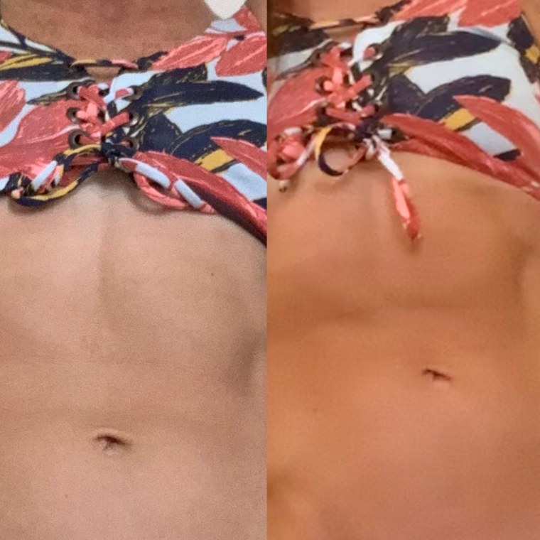 My stomach before (left) and after (right) using Fake Bake Flawless