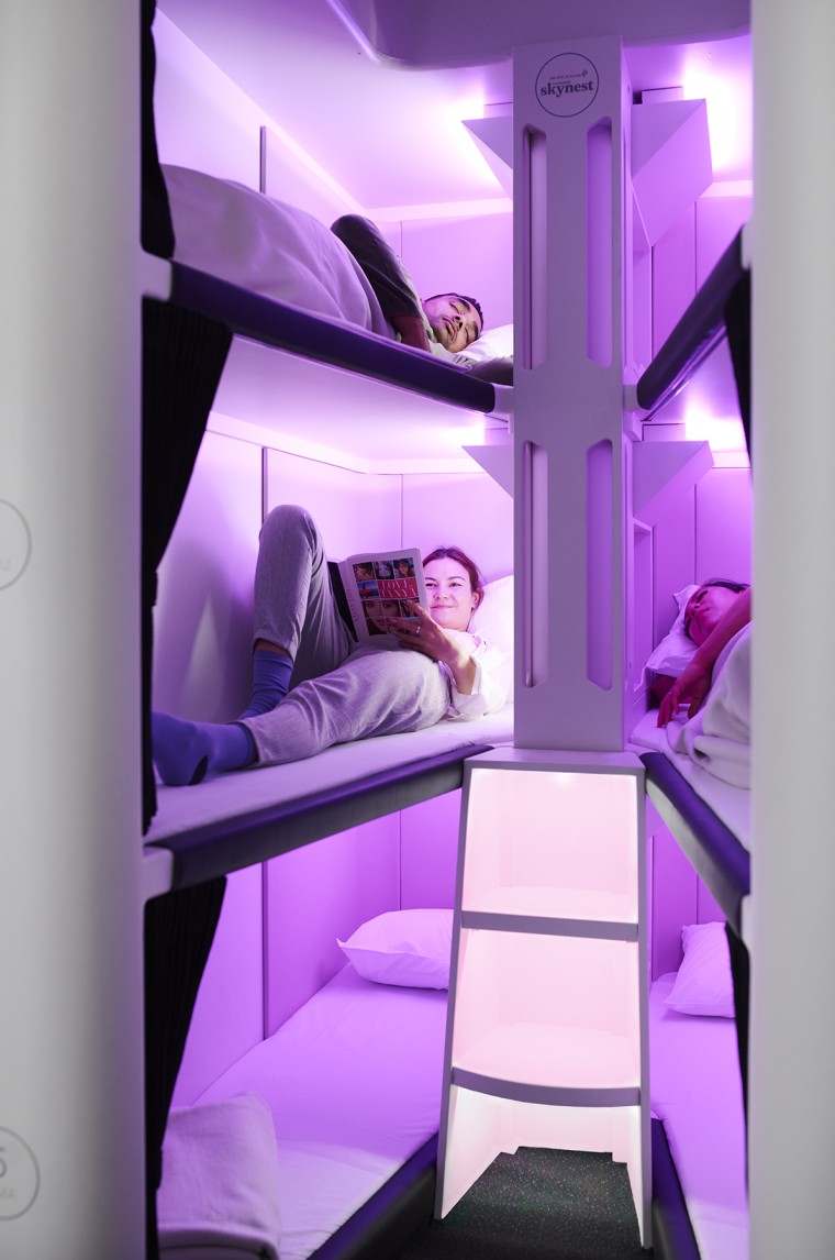 Each Economy Skyrest has six sleeping pods.