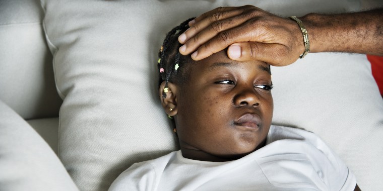 Girl sleeping with sickness on the bed