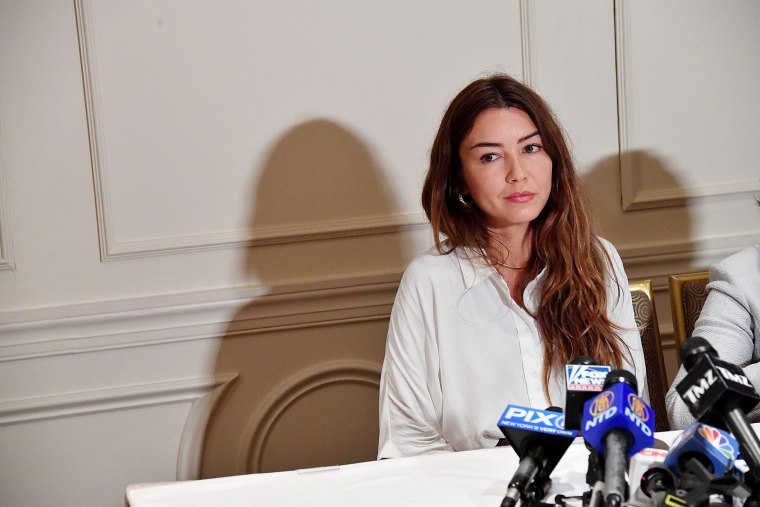 Image: Mimi Haleyi speaks at a press conference on her allegations against Harvey Weinstein in New York on Oct. 24, 2017.