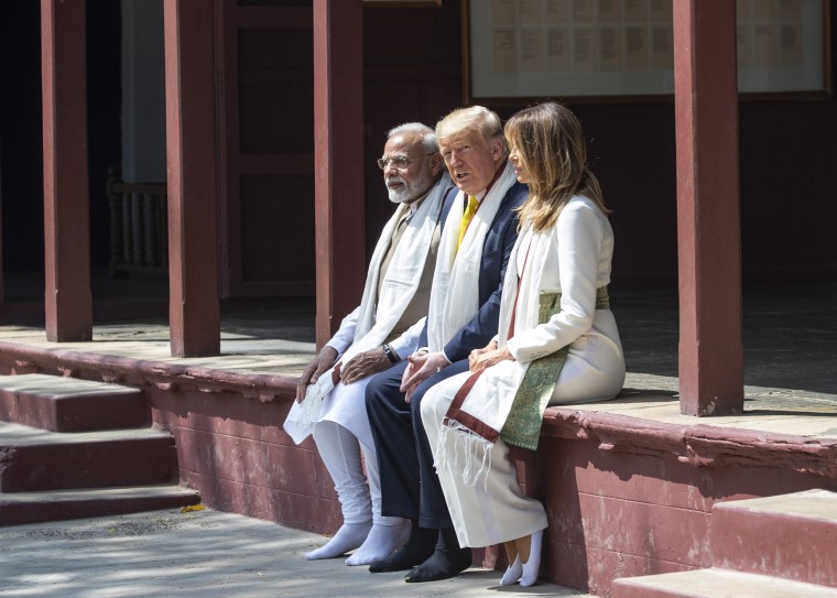 Image: President Donald Trump, with first lady Melania Trump, and Indian Prime Minister Narendra Modi, tour Gandhi Ashram,