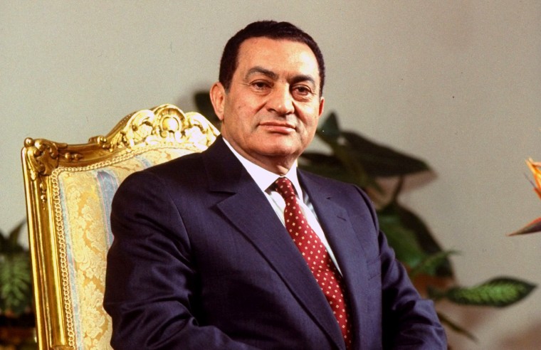 Image: President Hosni Mubarak at the presidential palace in Cairo, Egypt.