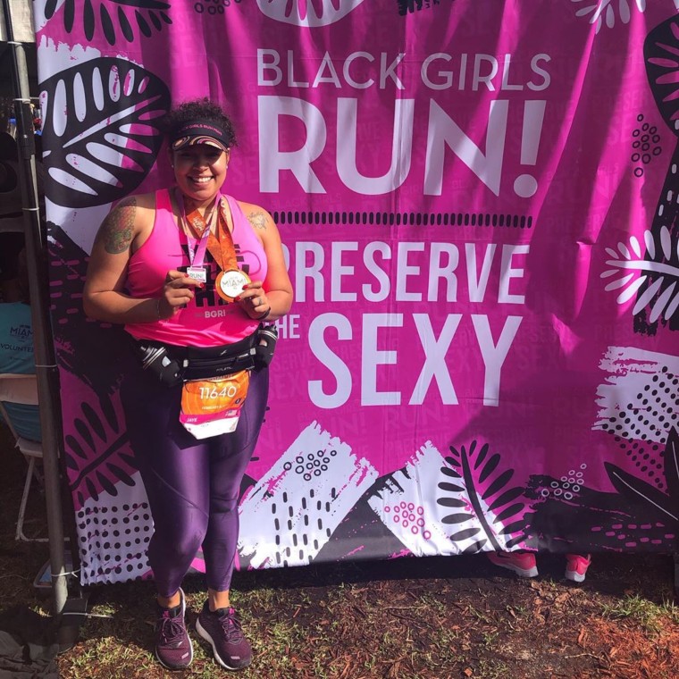 Jay Ell Alexander, CEO of Black Girls Run, at the Miami half marathon earlier this month.