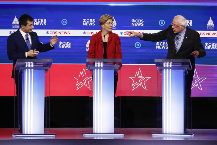 Image: Pete Buttigieg, Elizabeth Warren, Bernie Sanders