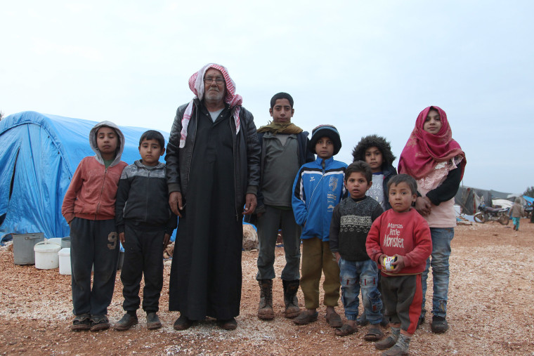 Image: Fadel Kanab, a father-of-five in his late fifties at a camp north of Idlib city.