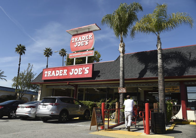 This Wednesday, Feb. 26, 2020 photo shows the original Trader Joe's grocery store in Pasadena, Calif. Joe Coulombe, the man who created Trader Joe's markets with a vision that college-educated but poorly paid young people would buy healthy foods if they could only afford them, has died.