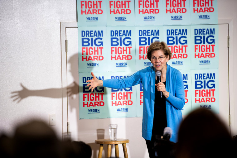 Image: Sen. Elizabeth Warren speaks to the crowd at an event in Columbia, S.C., on Feb. 29, 2020.