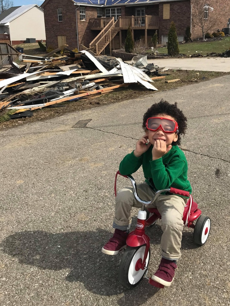 Dax on his tricycle in his family's neighborhood in Cookeville.