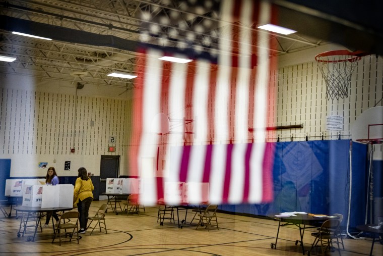 Image: Voters cast ballots at Armstrong Elementary School in Herndon, Va., on March 3, 2020.