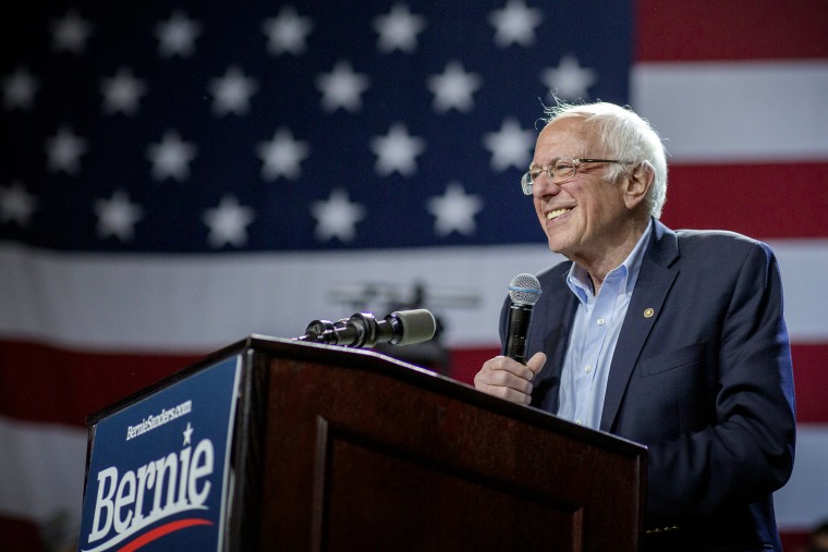 Image: Sen. Bernie Sanders speaks at a campaign rally in Los Angeles on March 1, 2020.