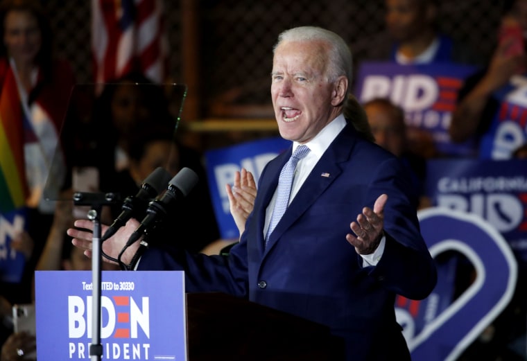 Image: Joe Biden speaks at a Super Tuesday rally in Los Angeles on March 3, 2020.