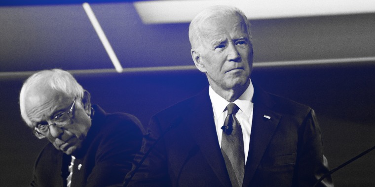 Image: Sen. Bernie Sanders and Joe Biden at a Democratic primary debate in Ohio on Oct. 15, 2019.