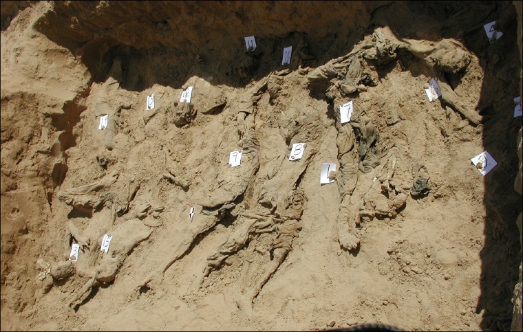 Image: A test trench dug by Physicians for Human Rights forensic experts in Dasht-e-Leili, Afghanistan, as part of an investigation at the mass grave 