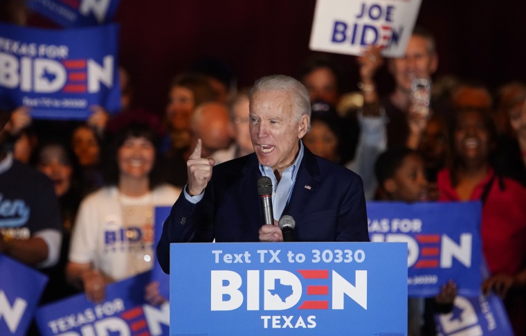 Image: Democratic 2020 U.S. presidential candidate former Vice President Joe Biden speaks at a campaign event in Dallas