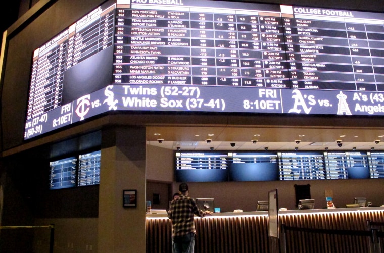 a customer at the new sportbook at Bally's casino in Atlantic City, N.J. on June 27, 2019.