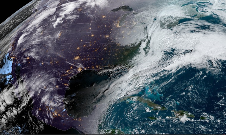 Image: A satellite image shows weather over the continental United States on March 6, 2020.