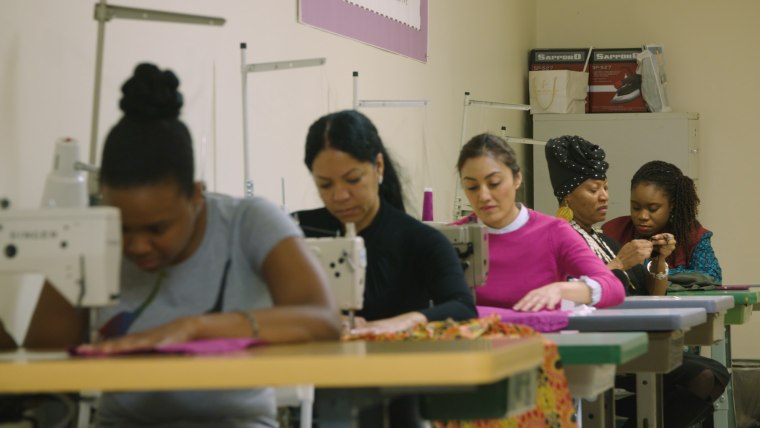 Custom Collaborative co-op workers creating fashion pieces in New York City.