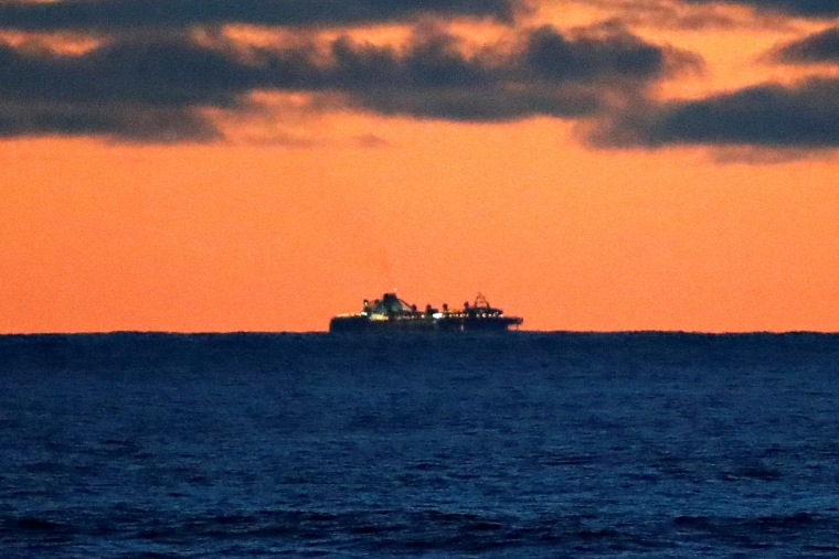 Image: The Grand Princess cruise ship carrying passengers who have tested positive for coronavirus is seen in the Pacific Ocean outside San Francisco