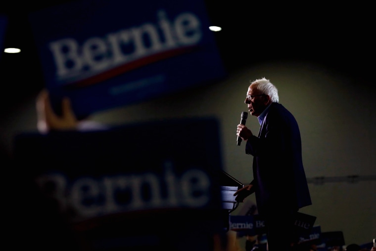 Image: Sen. Bernie Sanders speaks at a campaign rally in Detroit, Mich., on March 6, 2020.