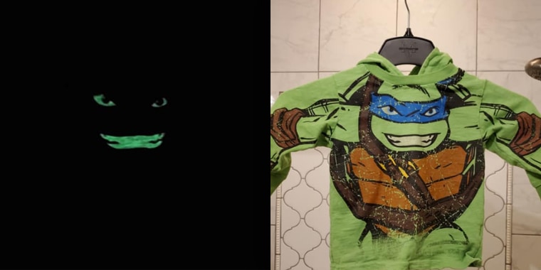 Toddler in glow-in-the-dark Ninja Turtle PJs scares mom