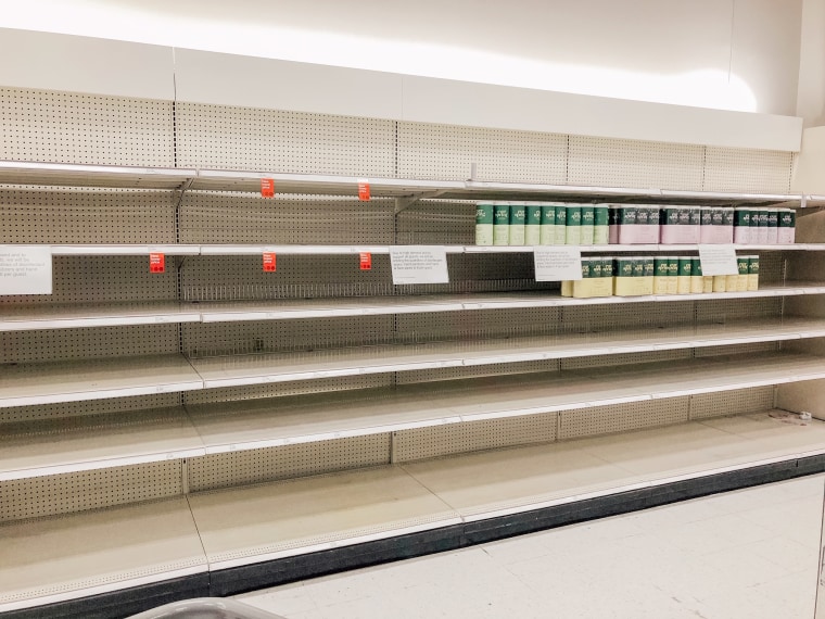 Coronavirus panic buying creates empty shelves in stores.