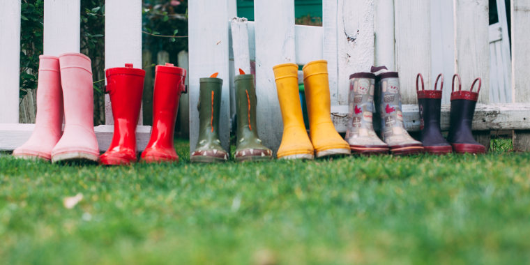 Row of rain boots