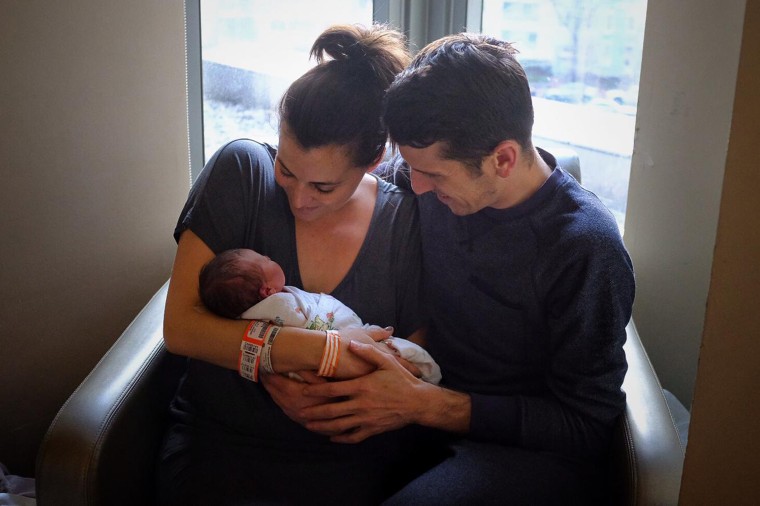 Hallie Jackson and Frank Thorp welcomed their baby girl, Monroe Jackson Thorp, on Monday. 