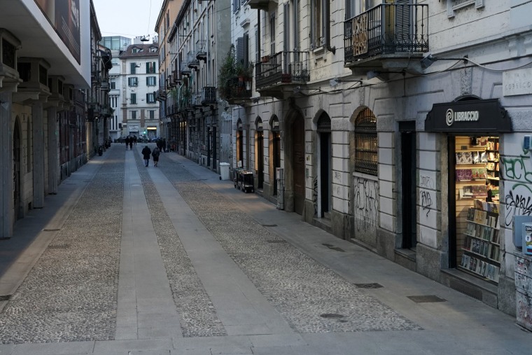 Image: Empty streets around the Via Corsico in Milan, Italy