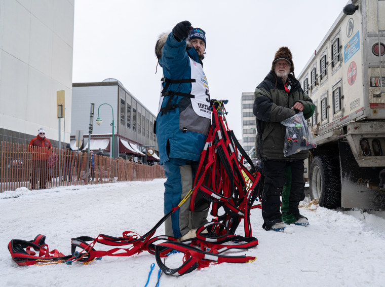 Image: Quince Mountain and Raymie Redington, the 75-year-old son of Joe Redington, who founded the Iditarod