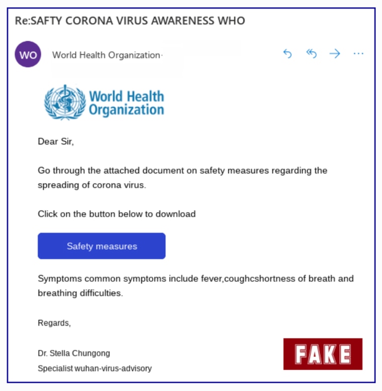 Image: Fake WHO email