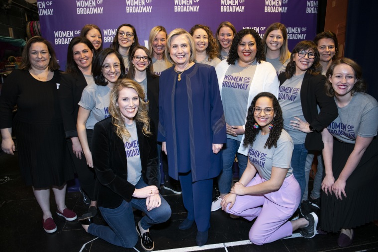 Disney's VP of Production and Co-Producer Anne Quart along with the planning committee for this year's Women of Broadway event along with Closing Keynote Secretary Hillary Rodham Clinton.