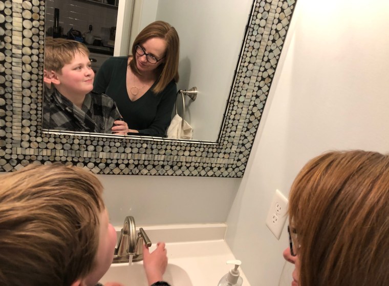 Author Jennifer Folsom with her 12-year-old son, Anderson. Folsom recently spoke to public health workers about how they are talking to their kids about coronavirus.