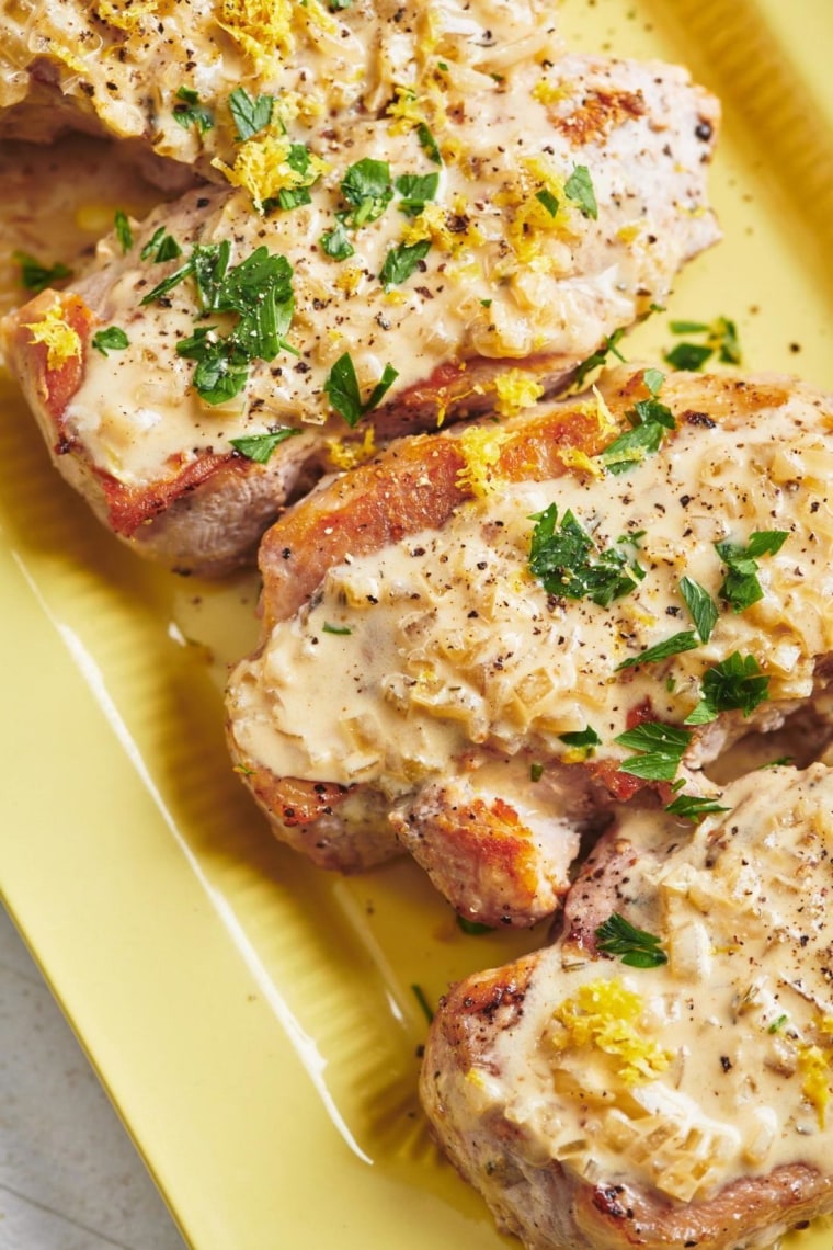 One Skillet Creamy Mustard Pork Chops