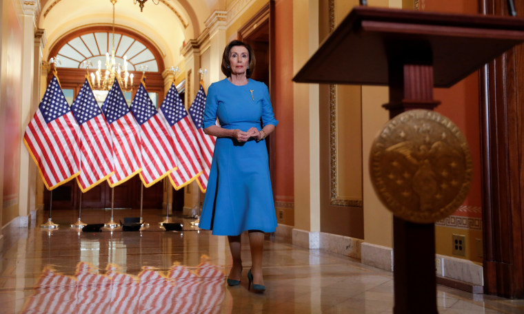 Image: U.S. House Speaker Pelosi delivers statement ahead of House coronavirus economic aid package vote on Capitol Hill in Washington