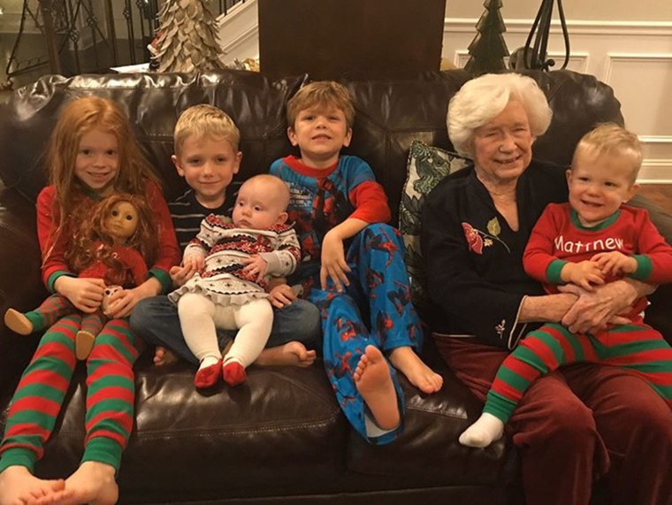 Tess Wilson and her great-grandchildren. 