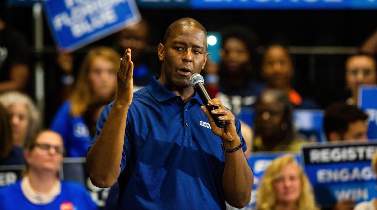 Image: Former Florida gubernatorial candidate Andrew Gillum addresses the audience during an event on March 20, 2019 in Miami Gardens, Florida.