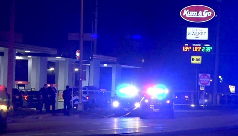 Image:  Five people were killed, including a police officer, after a shooter opened fire at a convenience store overnight in Missouri.