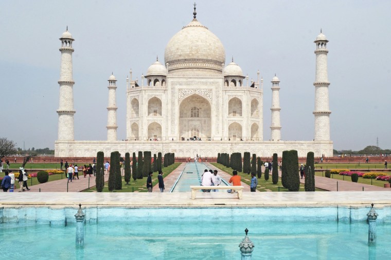Image: A low number of tourists are seen at Taj Mahal amid concerns over the spread of the COVID-19 novel coronavirus, in Agra