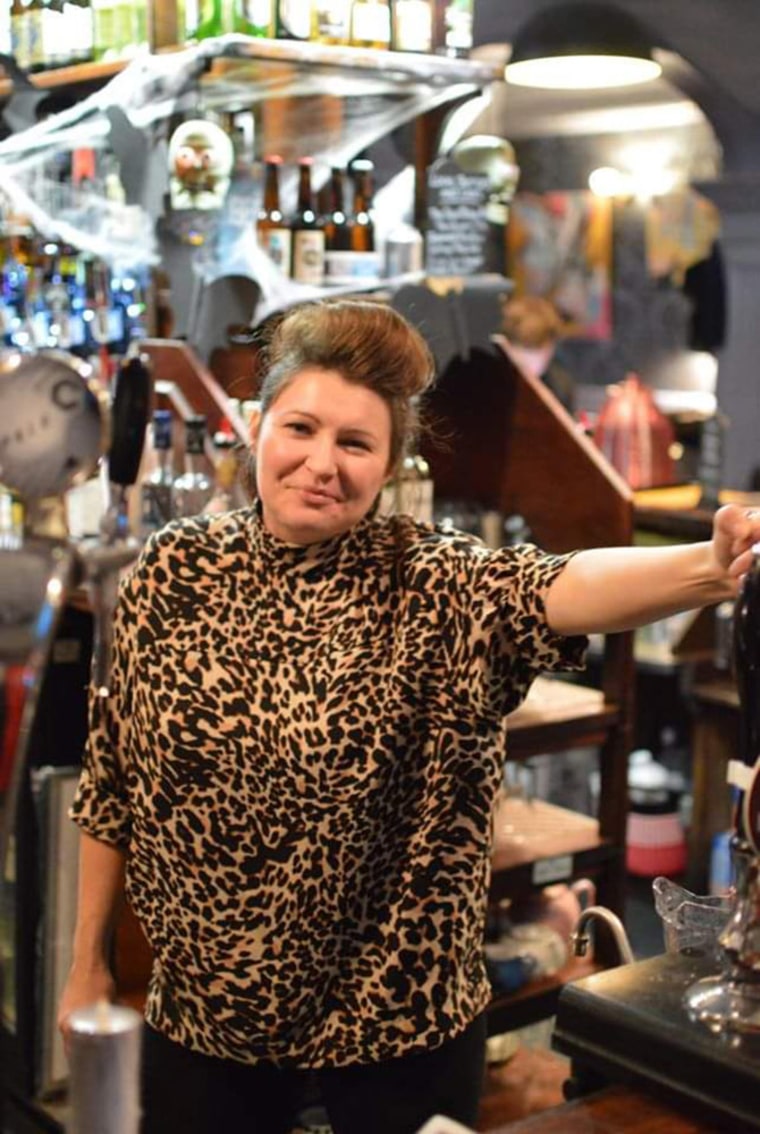 Image: Tuesday Roberts the landlady at The Northcote Arms the eastern London neighborhood of Leytonstone.