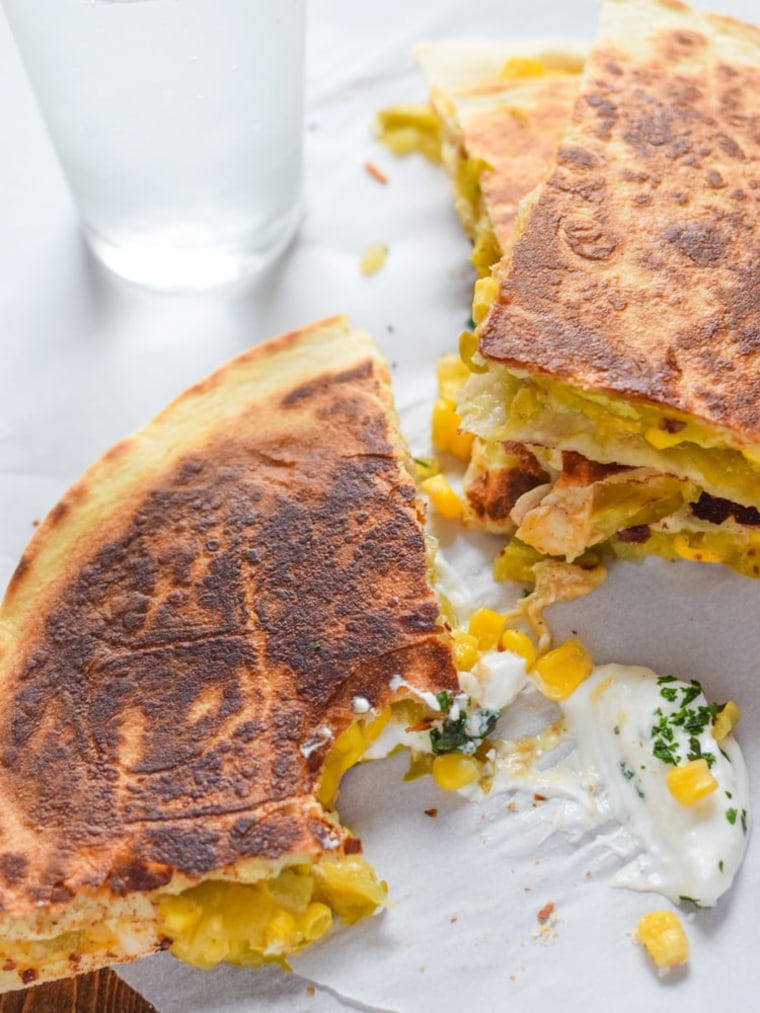 Easy Green Chile Corn Quesadillas