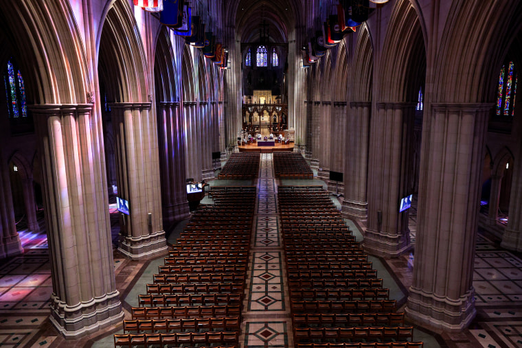 Image: Sunday Mass from the Washington National Cathedral was delivered via live webcast on March 22, 2020.