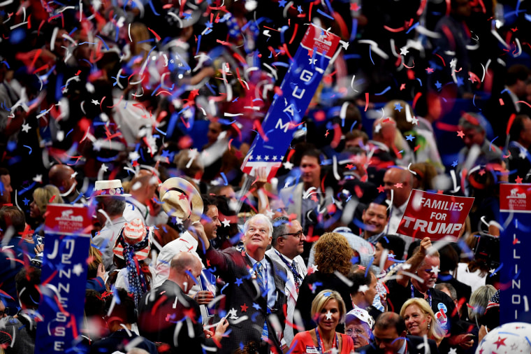 Image: Delegates cheer at the Republican National Convention in Cleveland, Ohio, on July 21, 2016.