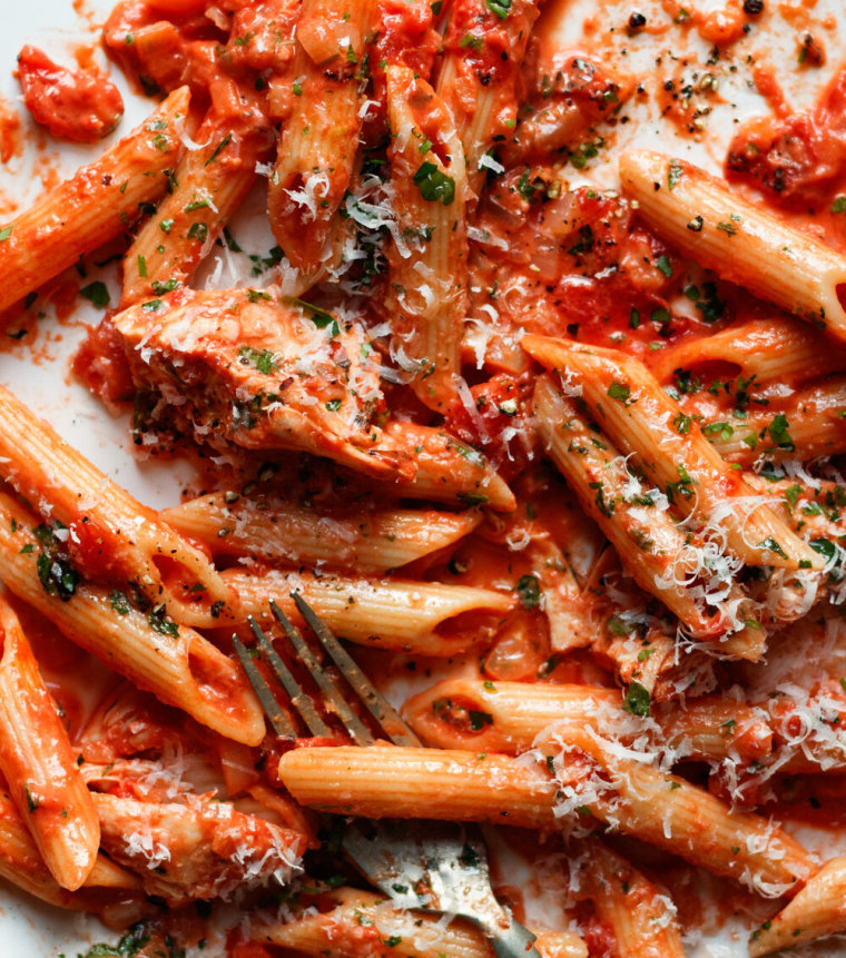 Penne with Rotisserie Chicken and Smoky Tomato Sauce