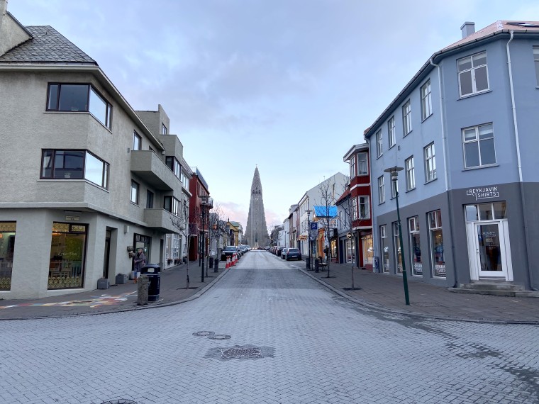 Image: Deserted streets in Reykjavik, Iceland.
