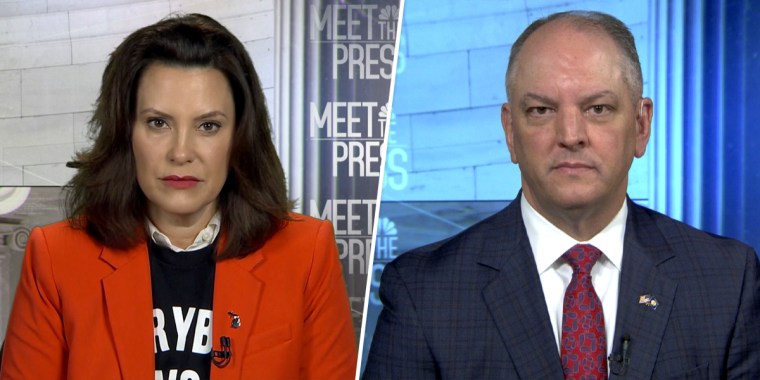 Image: Michigan Governor Gretchen Whitmer and Louisiana Governor John Bel Edwards appear on "Meet the Press" on March 29, 2020.