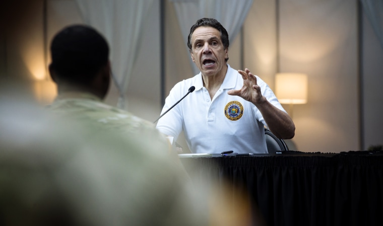 Image: New York Governor Andrew Cuomo speaks at a news conference on coronavirus at that Javits Center on March 27, 2020.
