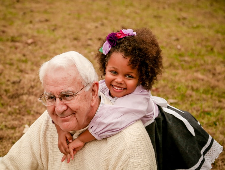 Kira Neely, 6, with her grandfather, Marvin Neely, 81.