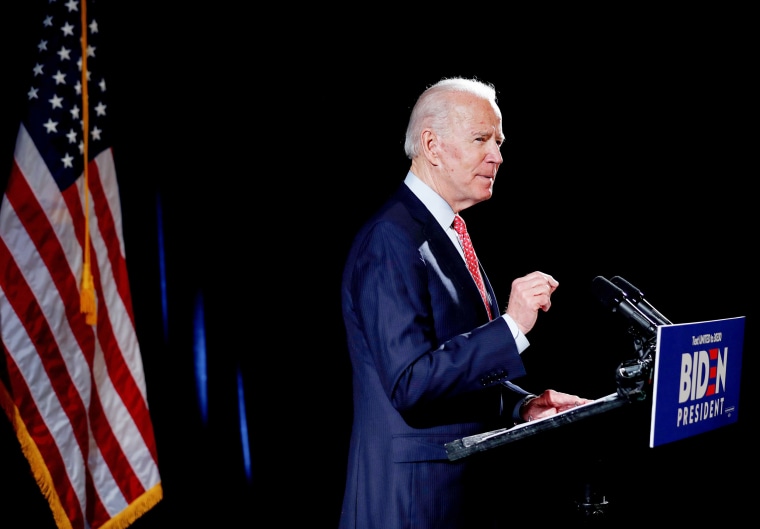 Image: Democratic U.S. presidential candidate Joe Biden speaks about coronavirus pandemic at event in Wilmington